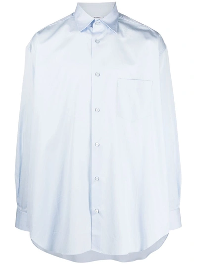 Vetements Logo Print Long-sleeve Shirt In Light Blue