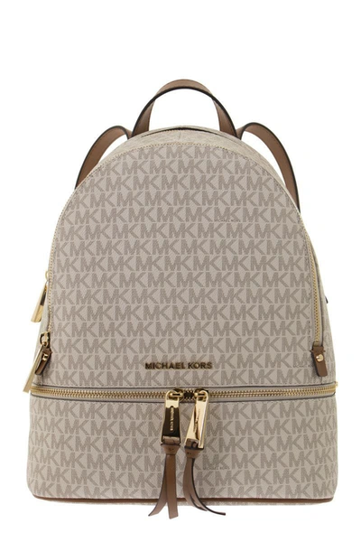 Michael Kors Rhea - Medium Backpack With Logo In Vanilla