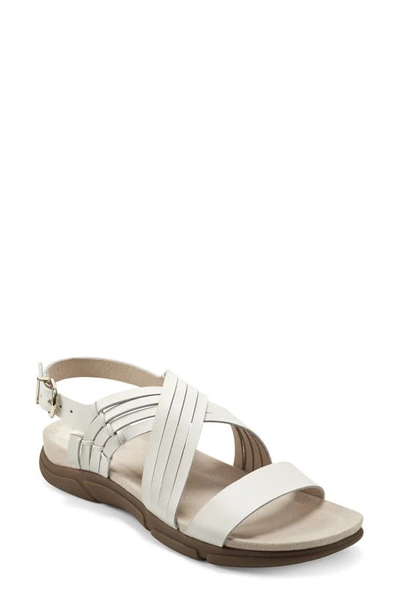 Easy Spirit Women's Marlis Slingback Flat Sandals Women's Shoes In Cream Leather