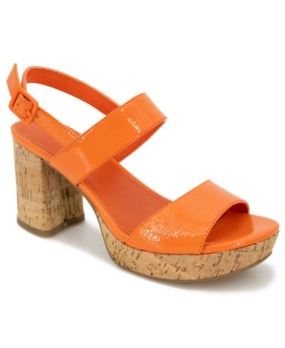Kenneth Cole Reaction Women's Reebeka Platform Sandals In Orange Patent