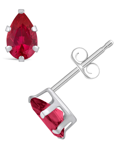 Macy's Gemstone Stud Earrings In 10k White Gold In Garnet