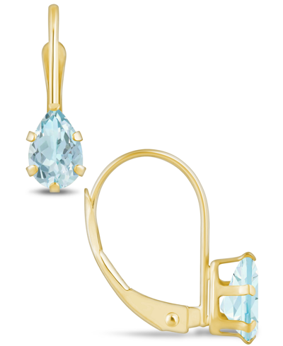 Macy's Aquamarine (9/10 Ct. T.w.) Leverback Earrings In 10k Yellow Gold Or White Gold