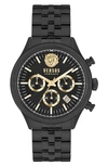 Versus Men's Chronograph Colonne Ion Plated Stainless Steel Bracelet Watch 44mm In Black