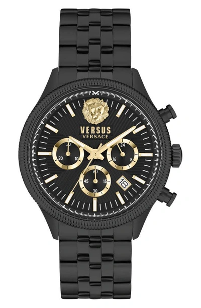 Versus Men's Chronograph Colonne Ion Plated Stainless Steel Bracelet Watch 44mm In Black