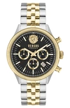 Versus Men's Chronograph Colonne Ion Plated Stainless Steel Bracelet Watch 44mm In Two Tone/black