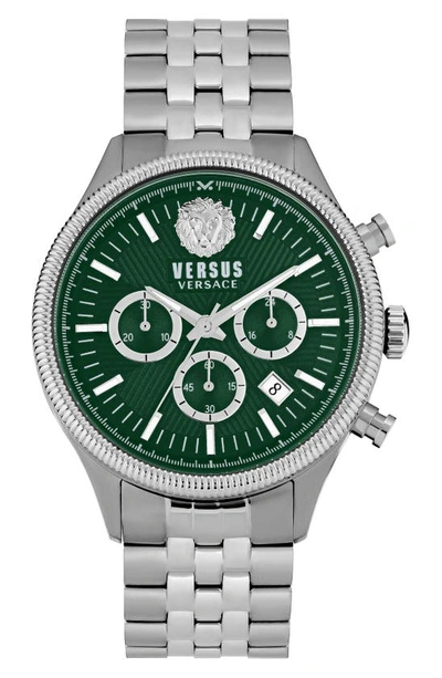 Versus Men's Chronograph Colonne Ion Plated Stainless Steel Bracelet Watch 44mm In Silver