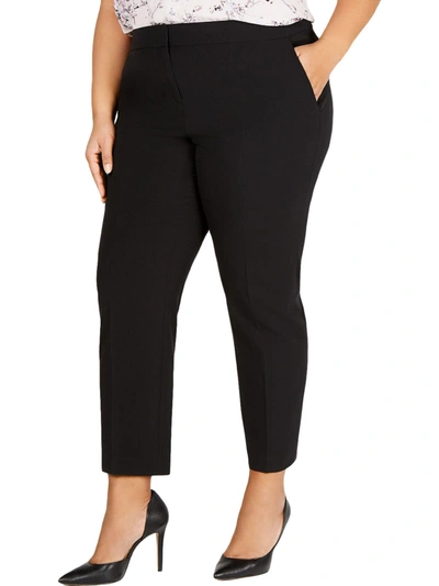 Bar Iii Plus Size Compression Straight-leg Ankle Pants, Created For Macy's In Black
