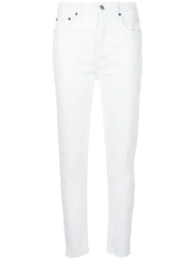 Re/done Ankle Crop White Jeans