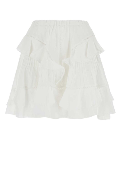 Isabel Marant Étoile Broderie Anglaise Mini Skirt In Bianco