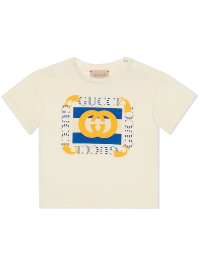 Gucci Babies' Interlocking G Cotton T-shirt In Sunkissed/mc