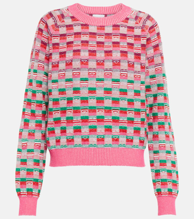 Barrie Graphic-patterned Cashmere-blend Jumper In Pink