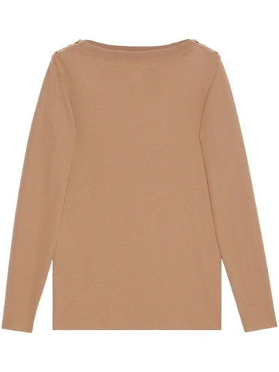 Gucci Cashmere Rib Stitch Top In Brown