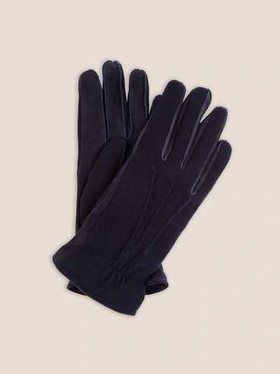 Luca Faloni Midnight Blue Cashmere And Suede Gloves In Dark Blue