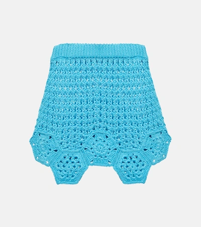 Alanui Over The Horizon Cotton Mini Skirt In Blue