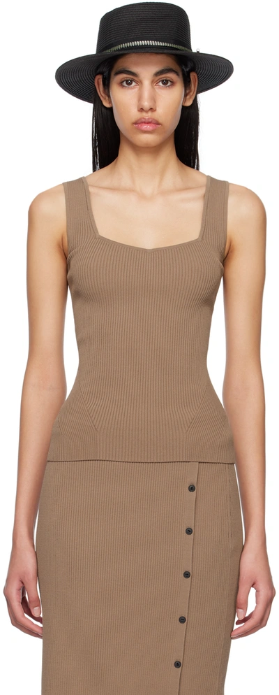 Rag & Bone Asher Ribbed Stretch-knit Tank In Brown