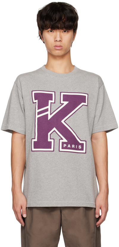 Kenzo Gray  Paris College Classic T-shirt In Grey