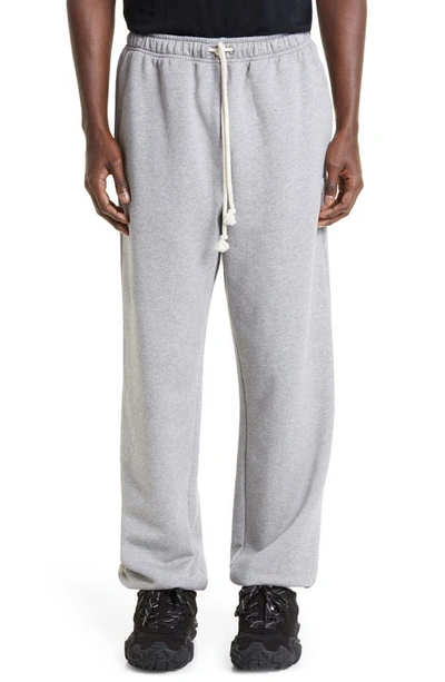 Acne Studios Face Patch Cotton Fleece Sweatpants In Light Grey Melange