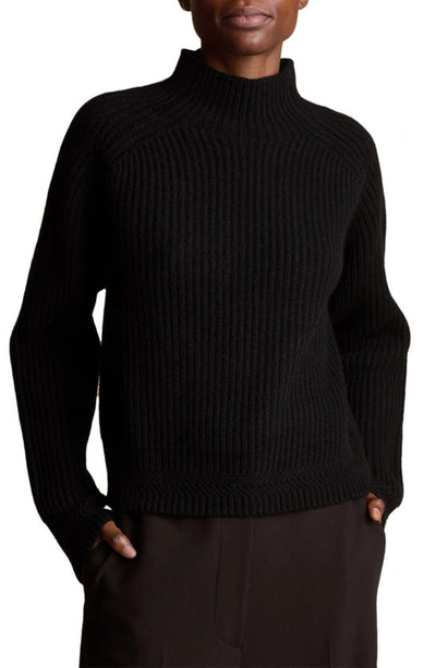 Khaite Booker Ribbed Cashmere Turtleneck Sweater In Black