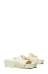 Tory Burch Woven Double T Slide Sandal In Light Cream