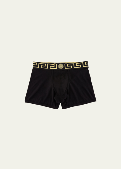 Versace Black Greca Border Boxer Briefs In Black Gold