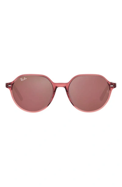 Ray Ban Thalia 55mm Polarized Square Sunglasses In Transparent Pink