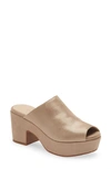 Chocolat Blu Platform Slide Sandal In Taupe Shimmer