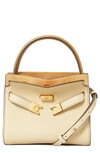 Tory Burch Petite Lee Radziwill Suede & Pebble Leather Double Bag In 122 New Cream