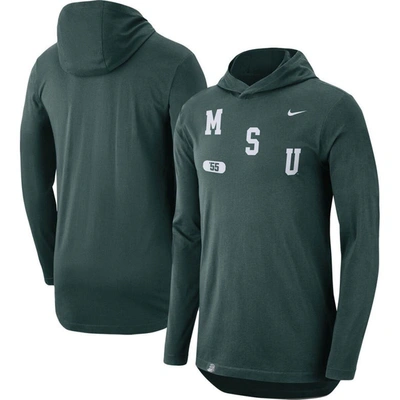 Nike Michigan State  Men's Dri-fit College Hooded Long-sleeve T-shirt In Green