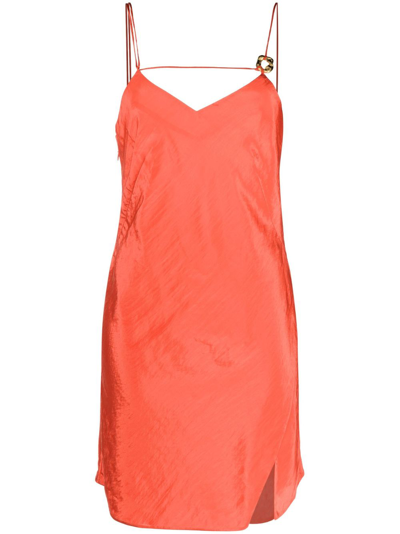 Rejina Pyo Crinkled V-neck Mini Dress In Red