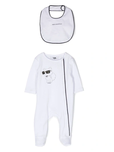 Karl Lagerfeld Babies' Choupette-print Pyjama Set In White