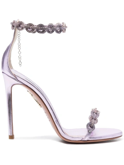 Aquazzura Crystal-embellished 110mm Sandals In Lavender