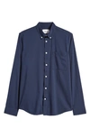 Nn07 Arne Button-down Collar Cotton Shirt In Navy Blue
