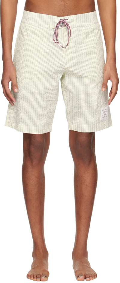 Thom Browne Striped Swimming Shorts In 350 Green