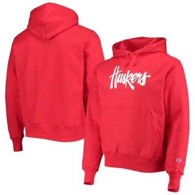 Champion Scarlet Nebraska Huskers Vault Logo Reverse Weave Pullover Hoodie