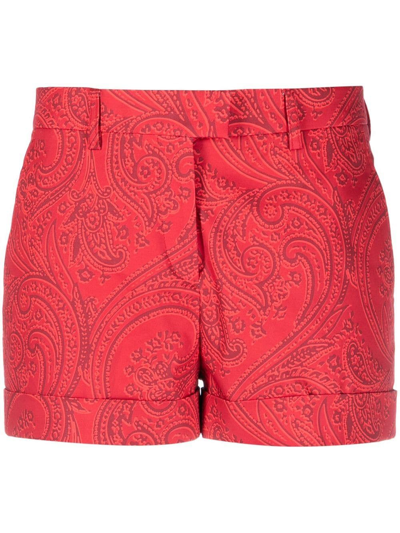 Etro Paisley-print Tailored Shorts In Red