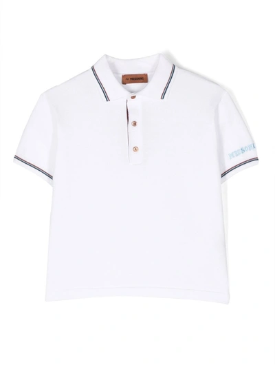 Missoni Kids' Logo-print Short-sleeved Polo Shirt In White