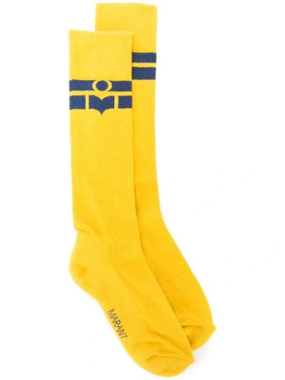 Isabel Marant Vibe Logo Socks In Yellow & Orange