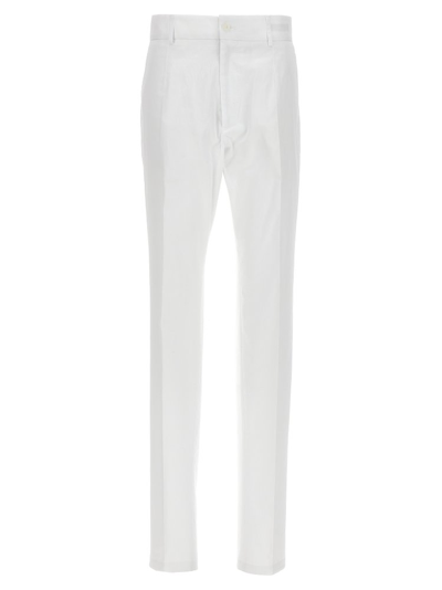 Dolce & Gabbana Logo Patch Tailored Trousers In Biancoottico