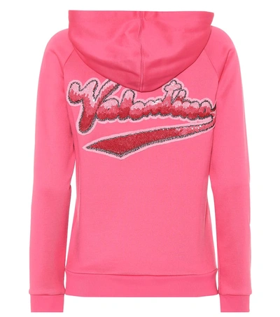 Valentino Lipstick Waves Sequinned Hoodie In Pink