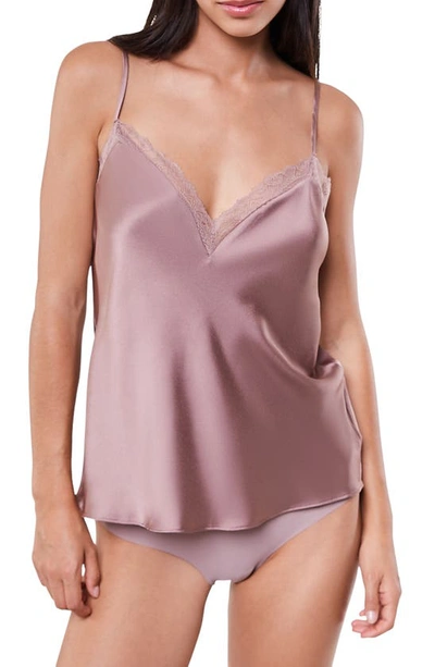 Etam Sentiment Satin Pajama Camisole In Taupe