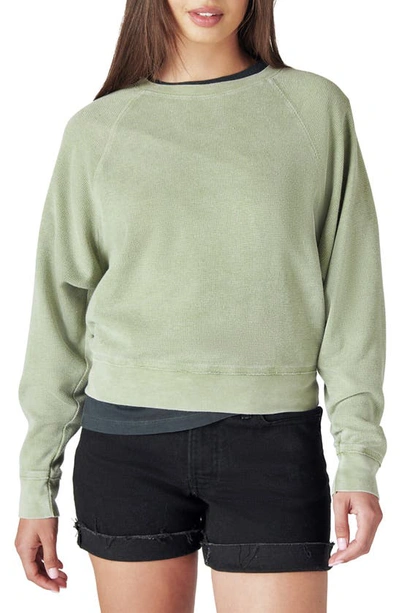 Lucky Brand Raglan Waffle Top In Loden Green