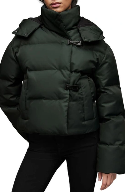 Allsaints Allais Hooded Puffer Coat In Forest Green