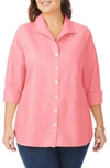 Foxcroft Pandora Non-iron Tunic Shirt In Pink Peach