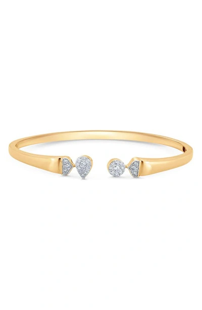 Sara Weinstock Unity Toi Et Moi Pear & Round Diamond Cuff Bracelet In Yellow Gold/ Diamond