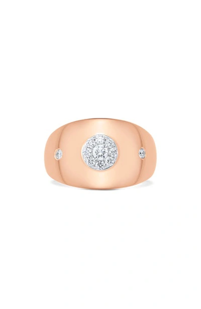 Sara Weinstock Aurora Illusion Round Diamond Signet Ring In Rose Gold