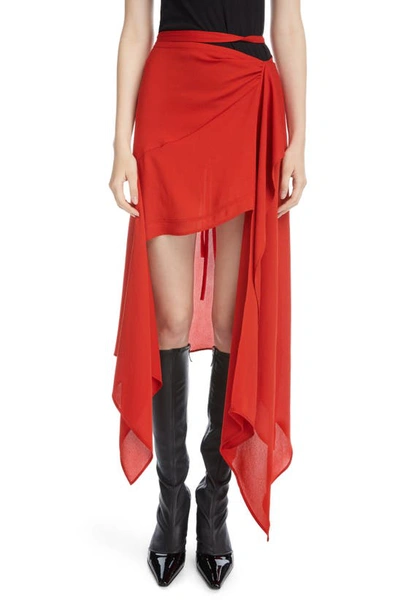 Acne Studios Icaro Asymmetric Crepe Midi Skirt In Red