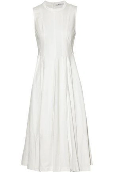 Alexander Wang T Flared Ribbed-knit Cotton Midi Dress In White