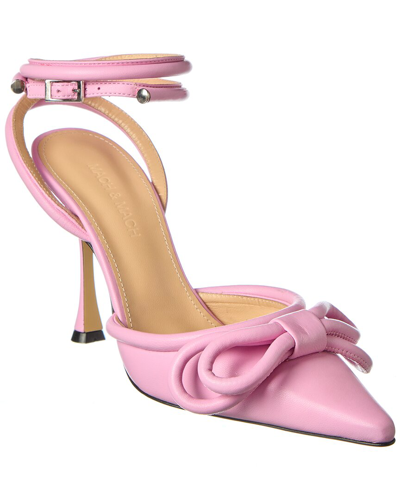 Mach & Mach Double Bow Leather Pump In Pink