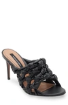 Bcbgmaxazria Dori Black Knotted Leather Sandal Heel