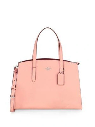 Coach Charlie Pebbled Leather Carryall Satchel In Peony
